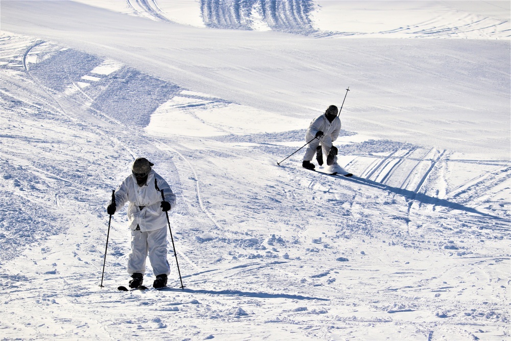 Students for Cold-Weather Operations Course complete skiing familiarization while training at Fort McCoy