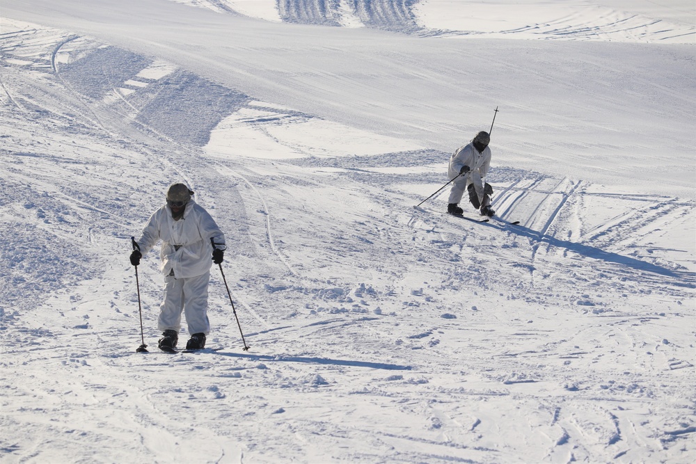 Students for Cold-Weather Operations Course complete skiing familiarization while training at Fort McCoy