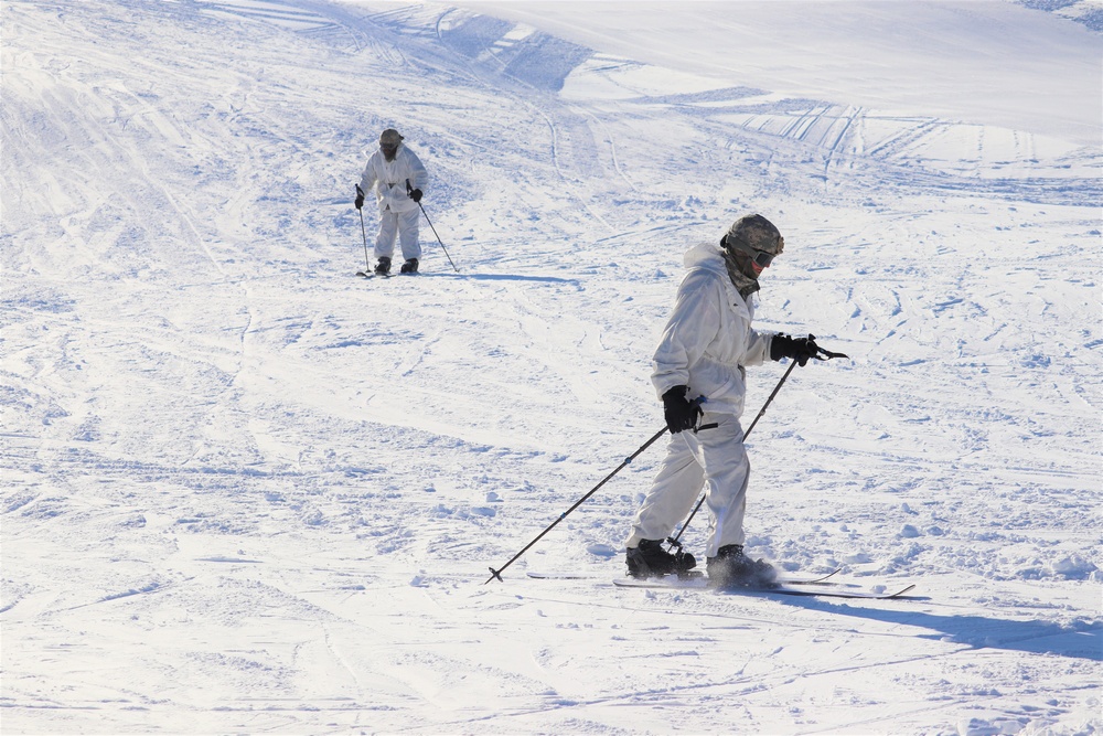 Students for Cold-Weather Operations Course complete skiing familiarization while training at Fort McCoy