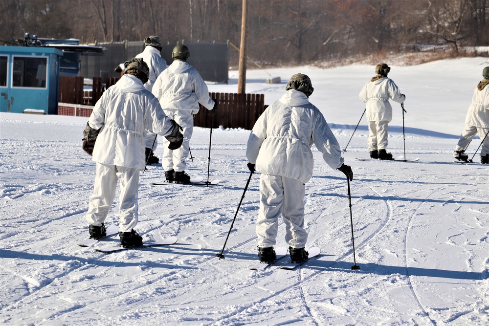 Students for Cold-Weather Operations Course complete skiing familiarization while training at Fort McCoy