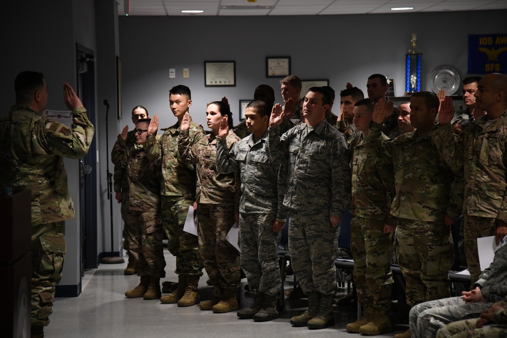 Members of the 105th Airlift Wing attended the non-commissioned officer's induction ceremony