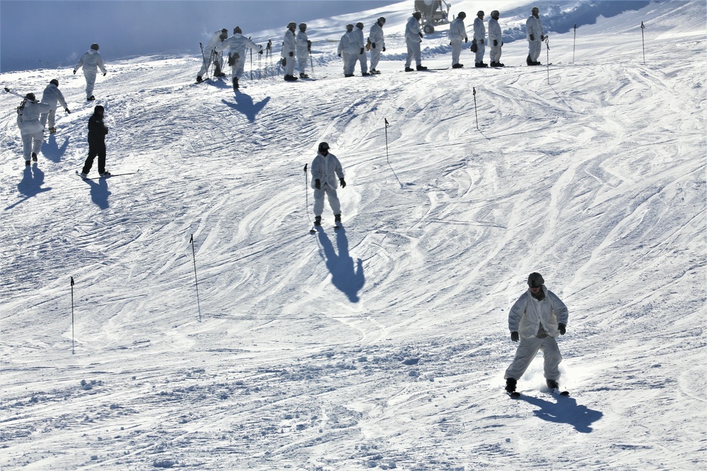 Students for Cold-Weather Operations Course complete skiing familiarization while training at Fort McCoy