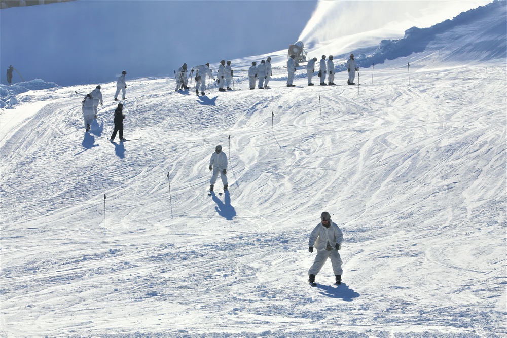 Students for Cold-Weather Operations Course complete skiing familiarization while training at Fort McCoy