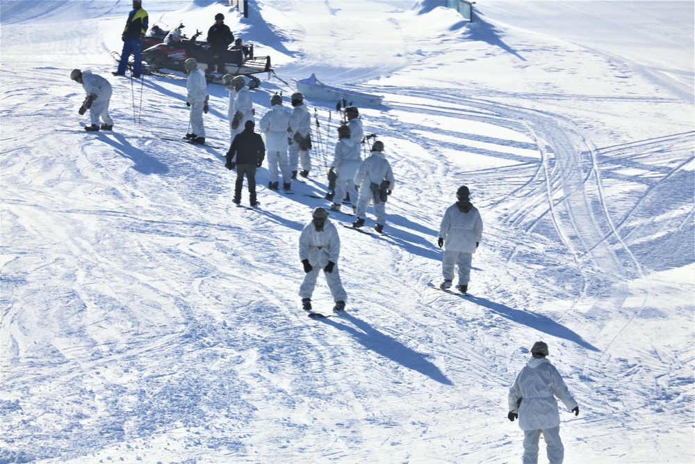 Students for Cold-Weather Operations Course complete skiing familiarization while training at Fort McCoy