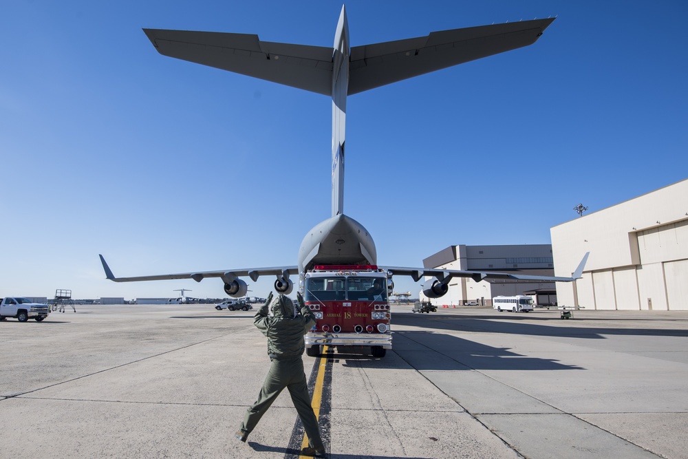 JBMDL Airmen load Fire Truck bound for Nicaragua