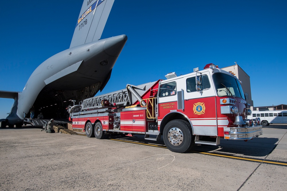 JBMDL Airmen load Fire Truck bound for Nicaragua