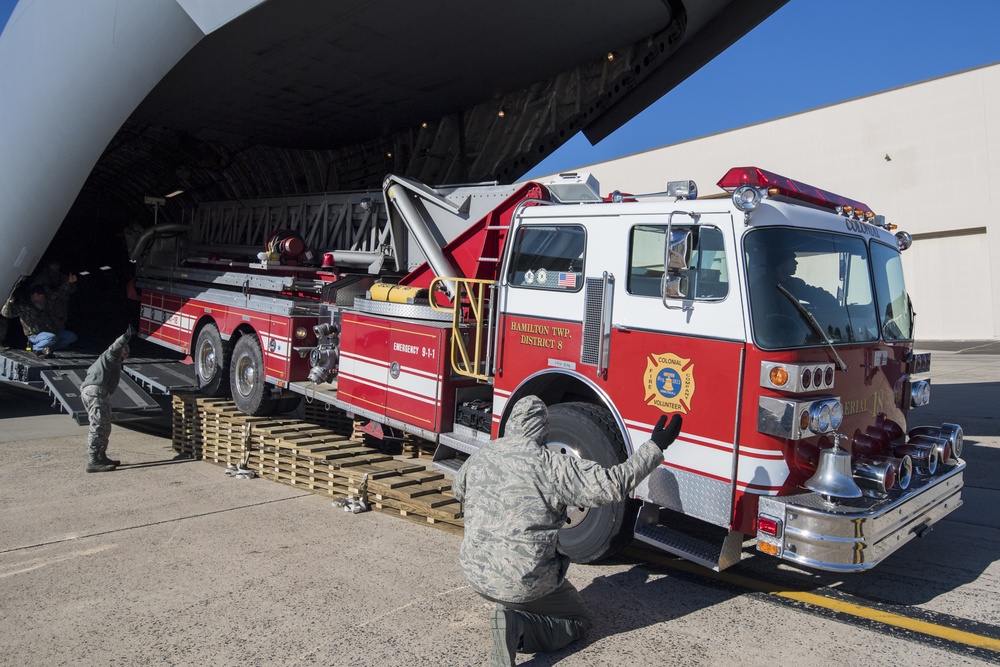 JBMDL Airmen load Fire Truck bound for Nicaragua