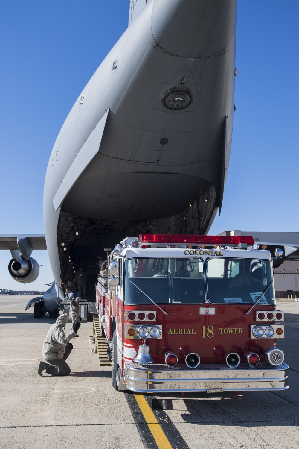 JBMDL Airmen load Fire Truck bound for Nicaragua