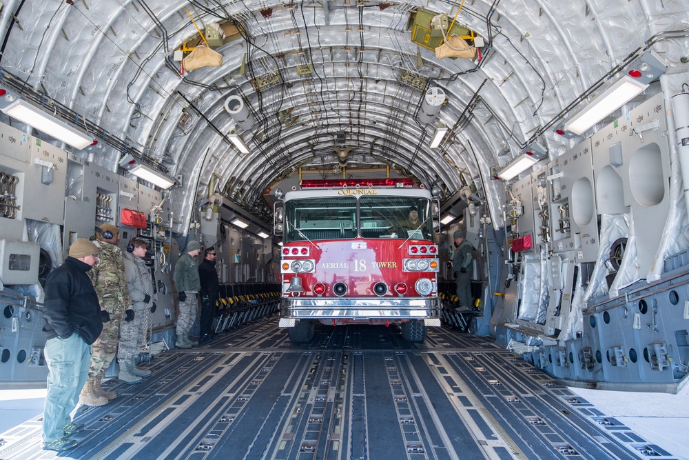 JBMDL Airmen load Fire Truck bound for Nicaragua