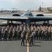 Over 200 Airmen pose for photo during Bomber Task Force mission