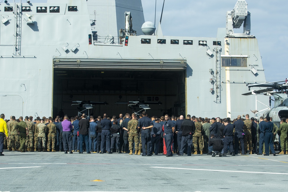 31st MEU Marines, Sailors in formation with crew of the Green Bay