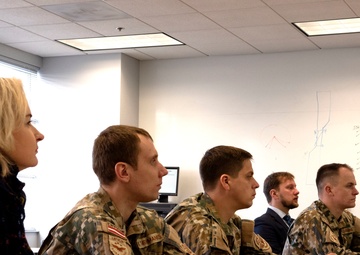 Latvian delegation tours the Army Aviation Support Facility in Grand Ledge, Michigan