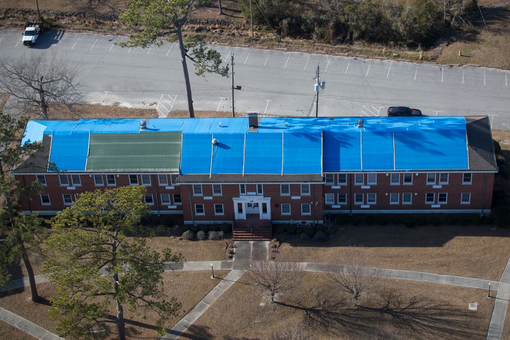 Structures on Camp Lejeune remain damaged from Hurricane Florence