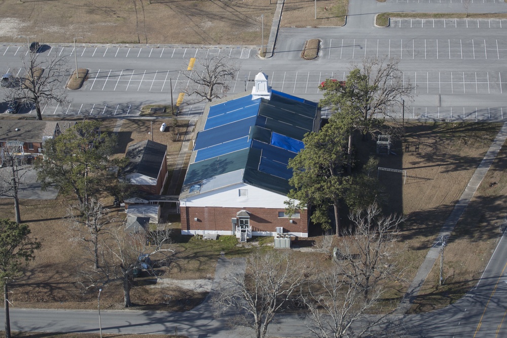 Structures on Camp Lejeune remain damaged from Hurricane Florence