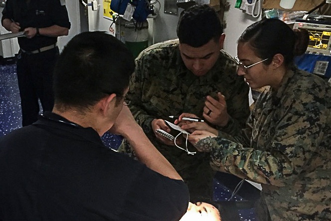 CLB-31 Marines, Sailors, Wasp crew rehearse mass casualty response during 'Nightingale'