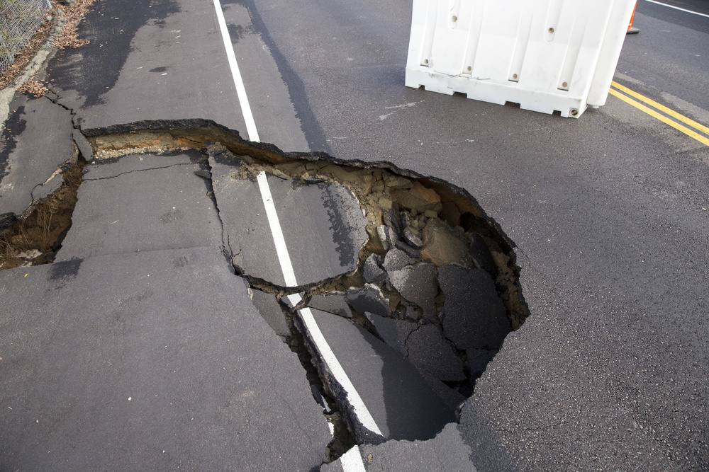 Carnes Road is closed due to large sinkhole at MCB Camp Pendleton.