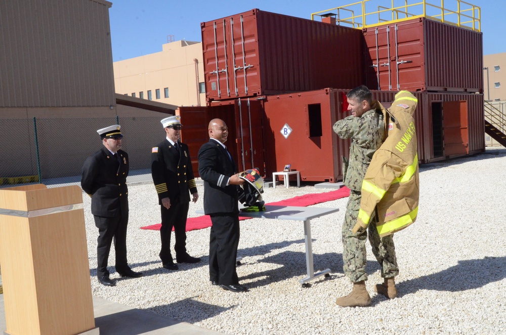 NSA Bahrain Fire &amp; Emergency Services Holds Naming &amp; Christening Ceremony for Shipboard Trainer