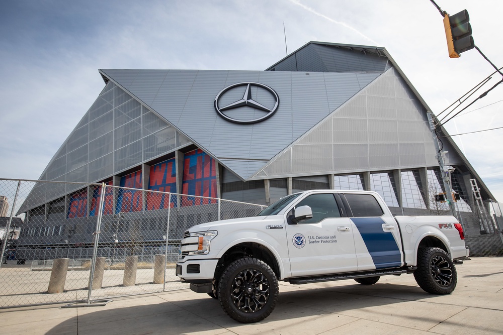 OFO unit stands guard outside the Mercedes-Benz Stadium