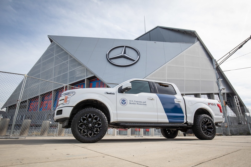 OFO unit stands guard outside the Mercedes-Benz Stadium