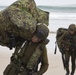Japan Ground Self-Defense Force Soldiers perform surf passage in combat rubber raiding crafts after Helocasting during Iron Fist 2019