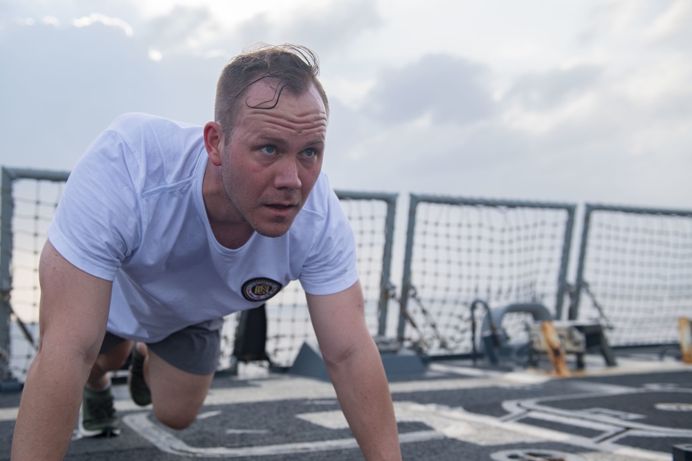 Stockdale Sailors Work Out on Flight Deck