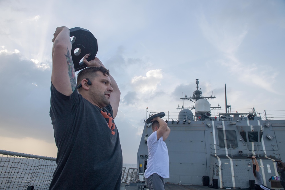 Stockdale Sailors Work Out on Flight Deck