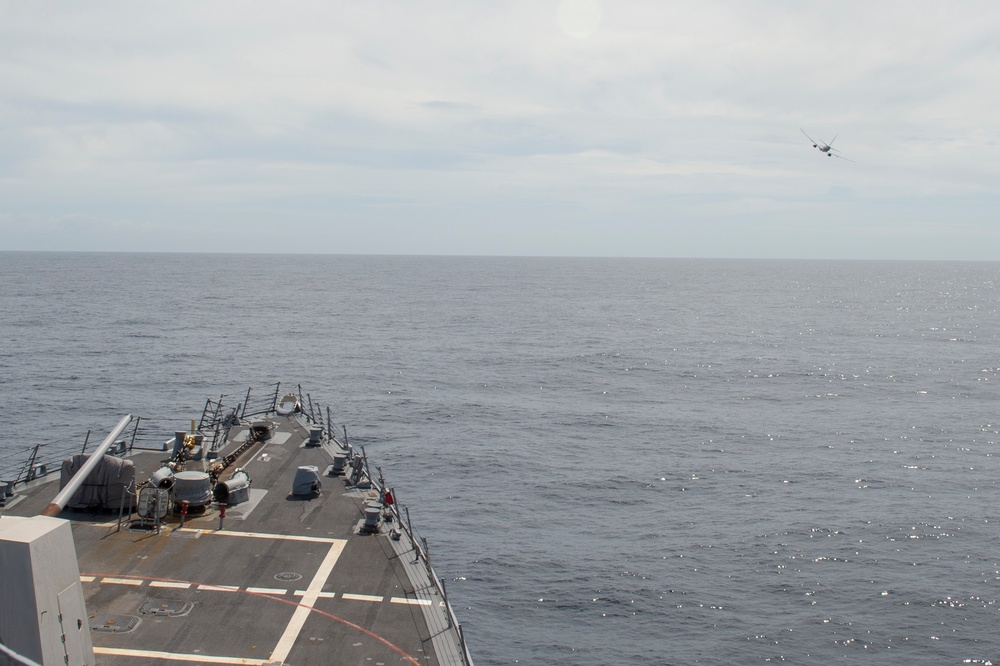U.S. Navy P-8A Poseidon Flies by USS Preble