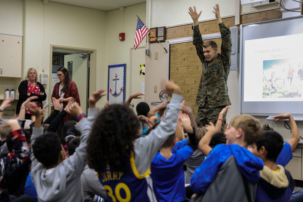 Don't forget to floss | Sailors with 3rd Dental Battalion visit Kinser Elementary School