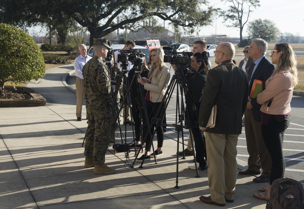 Local Media Visits Marine Corps Base Camp Lejeune to Assess Damage Caused by Hurricane Florence