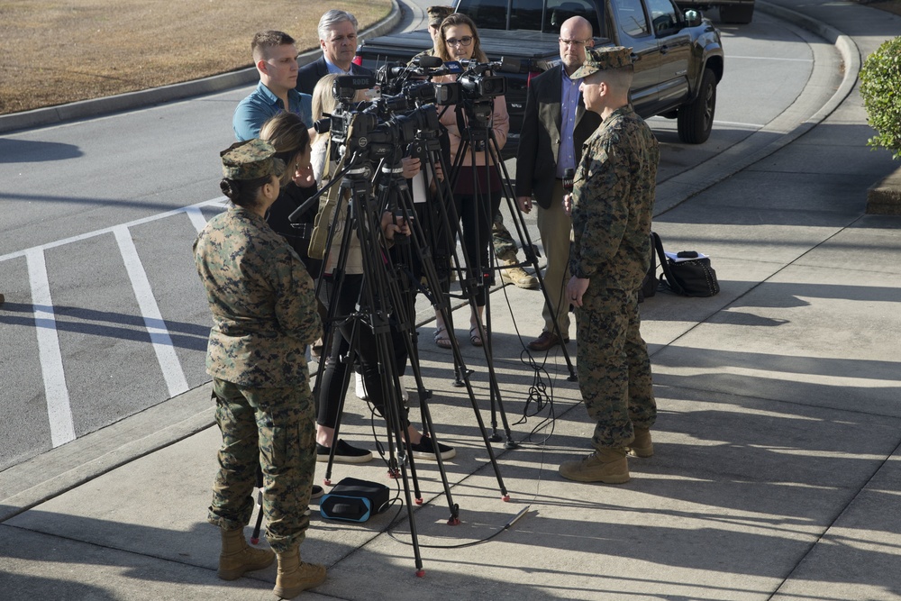 Local Media Visits Marine Corps Base Camp Lejeune to Assess Damage Caused by Hurricane Florence