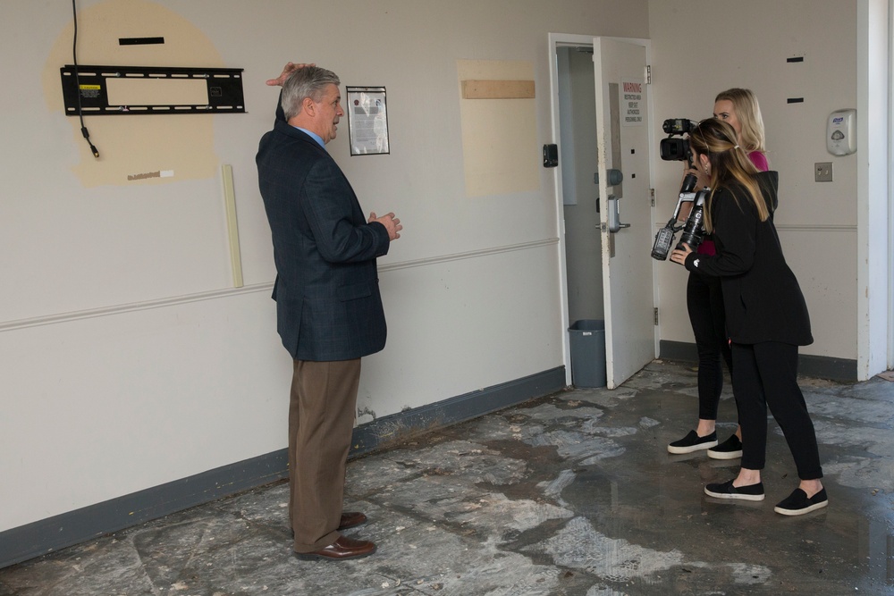 Local Media Visits Marine Corps Base Camp Lejeune to Assess Damage Caused by Hurricane Florence