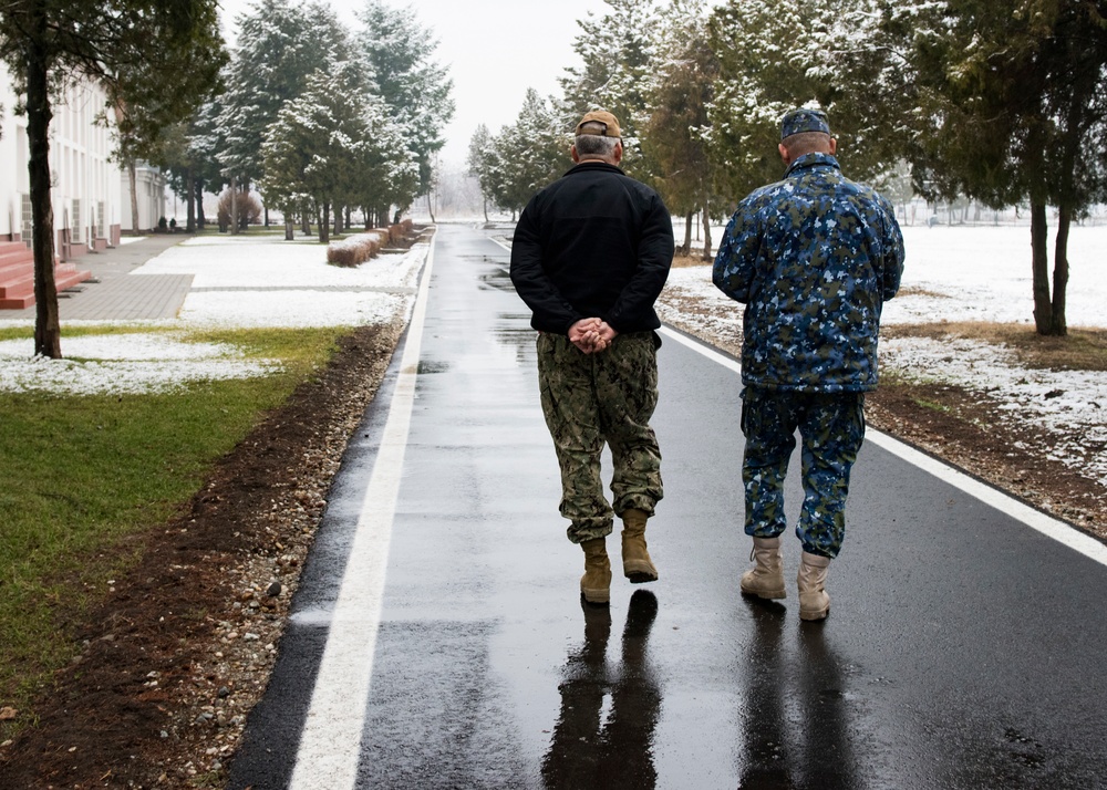 Commander, Navy Region Europe, Africa, Southwest Asia visits the 99th Romanian Military Base