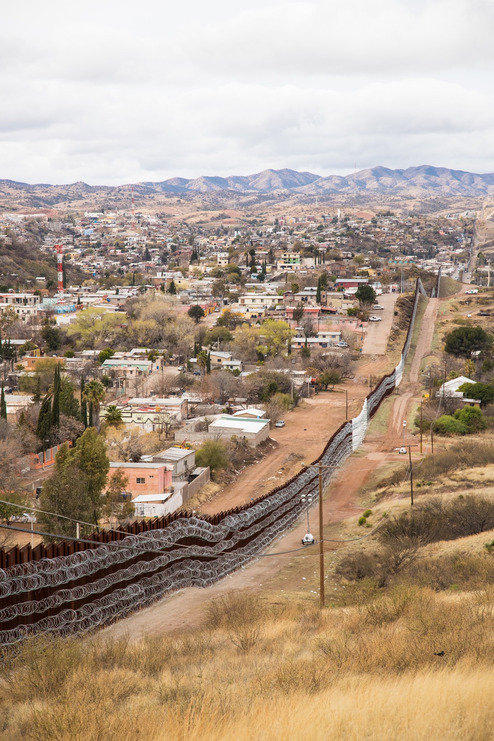 Nogales Border Wall and Concertina Wire