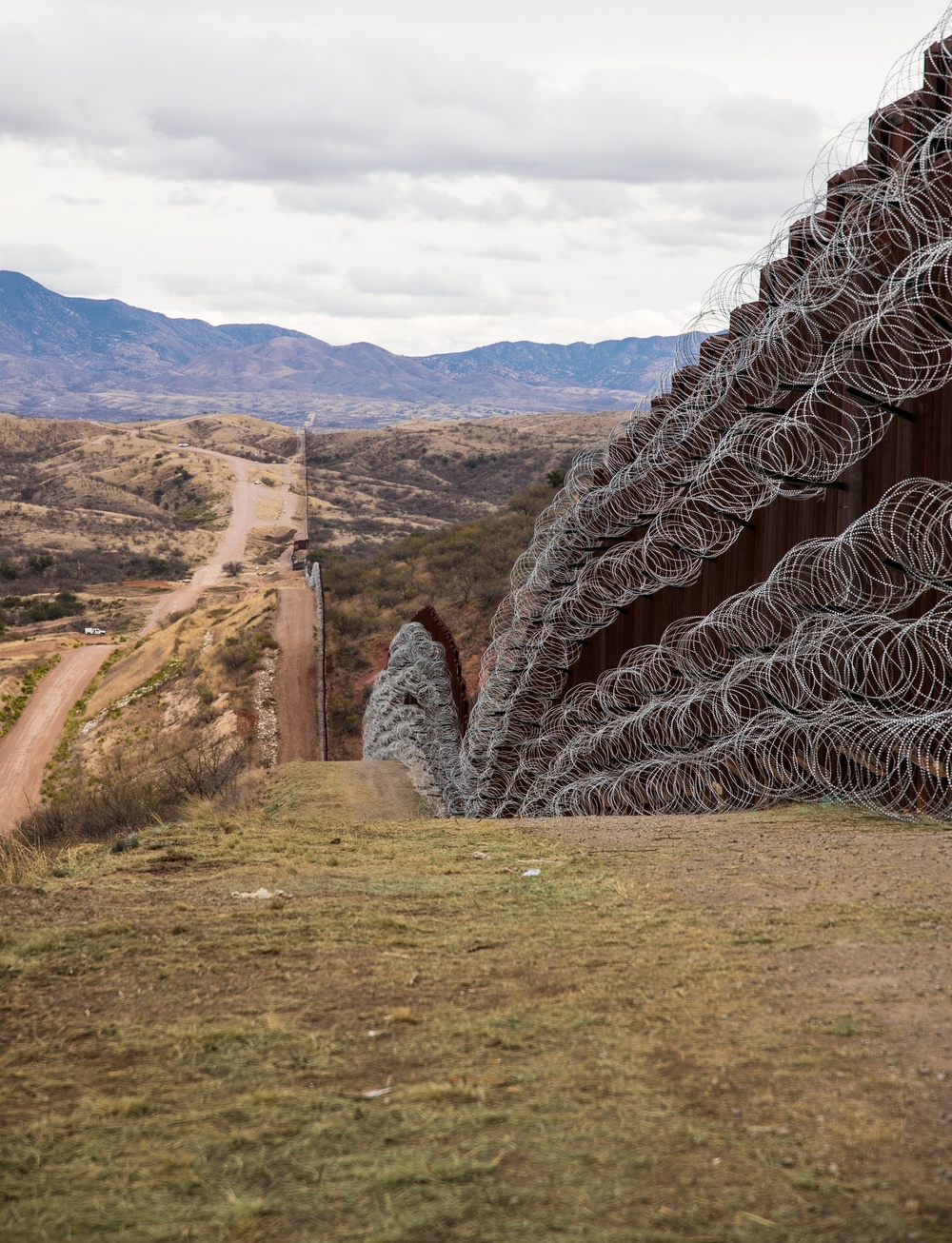 Nogales Border Wall and Concertina Wire