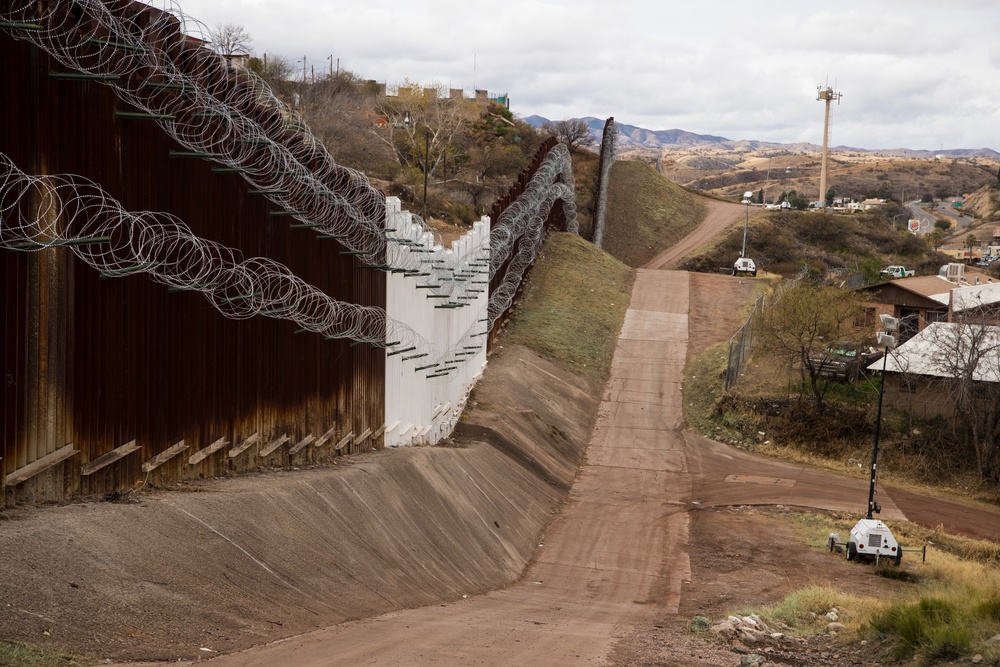 Nogales Border Wall and Concertina Wire