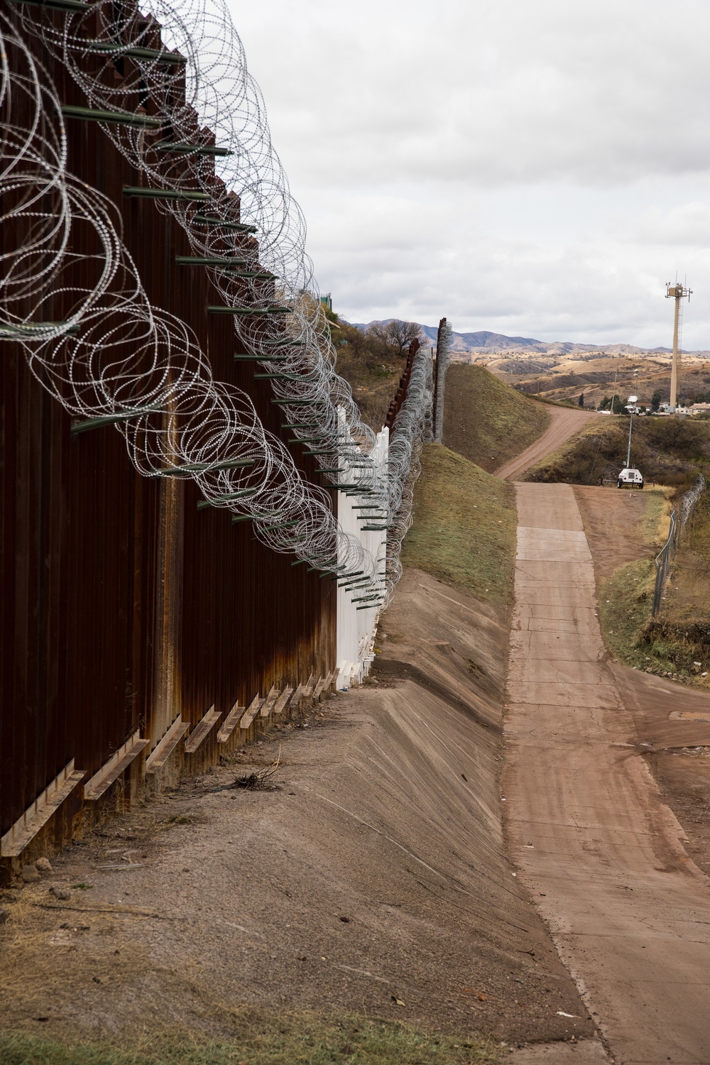 Nogales Border Wall and Concertina Wire