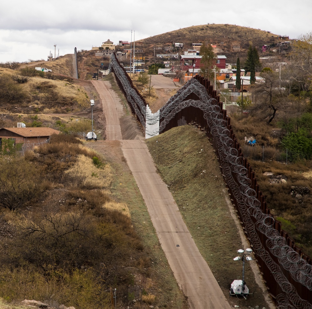 Nogales Border Wall and Concertina Wire