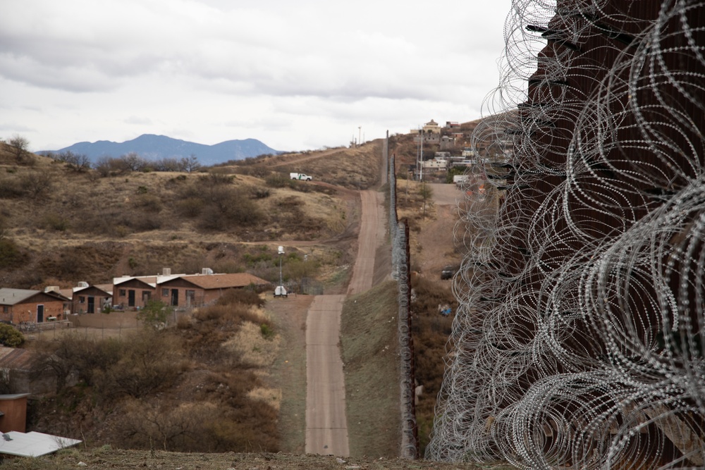 Nogales Border Wall and Concertina Wire