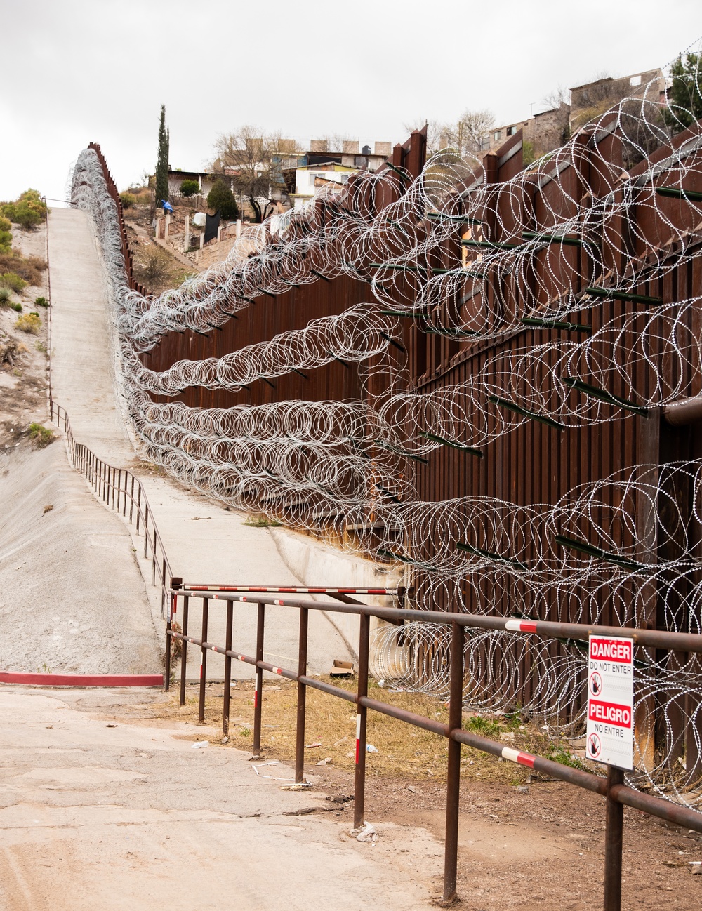 Nogales Border Wall and Concertina Wire