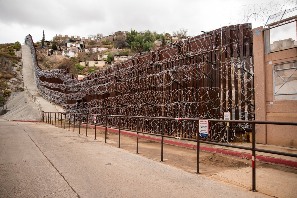 Nogales Border Wall and Concertina Wire