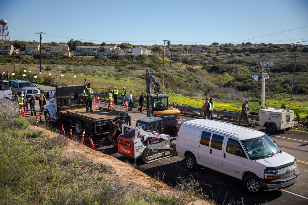 Final phases of temporary repairs on Carnes Road at MCB Camp Pendleton
