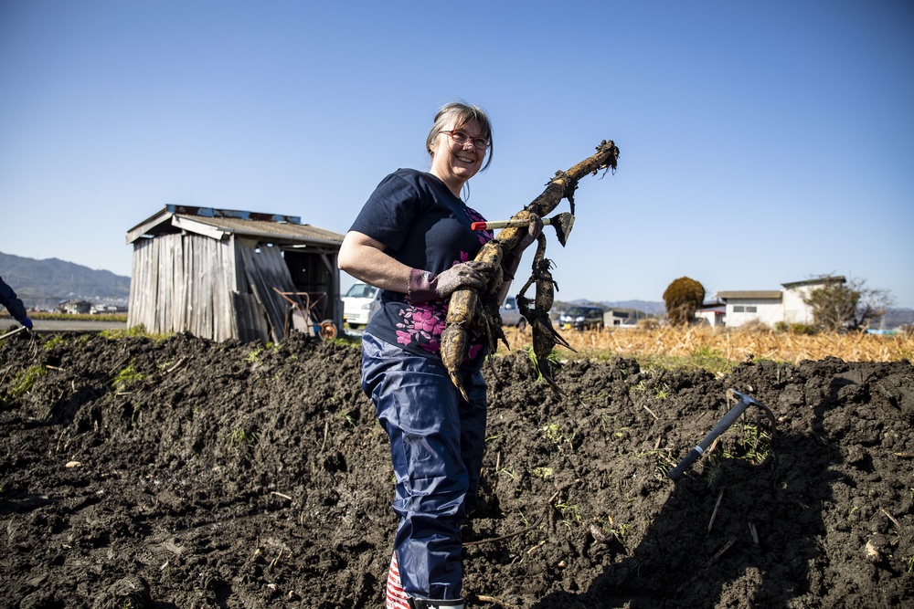 Learning the roots: station residents dig lotus roots