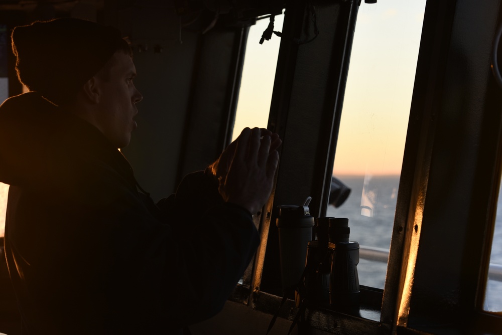 Coast Guard Cutter Seneca patrols coastal Massachusetts