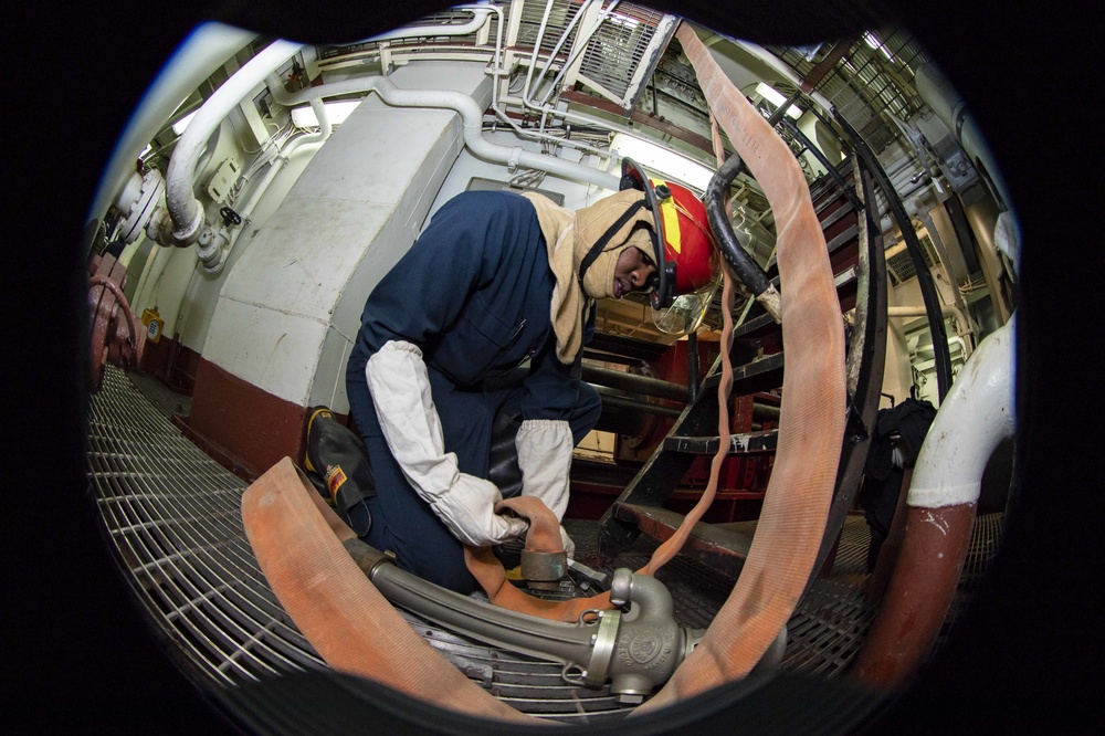 Damage control drill aboard USS Kearsarge