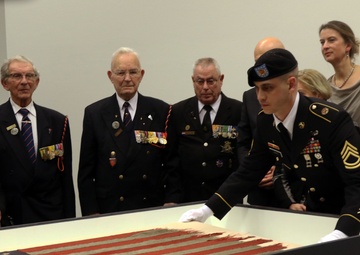 American D-Day flag exihibition ceremony