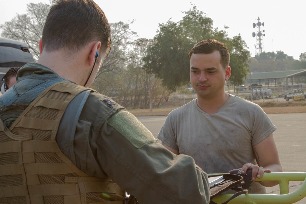 Cobra Gold 19: U.S. Air Force crew chief preps USAF F-16 for mission