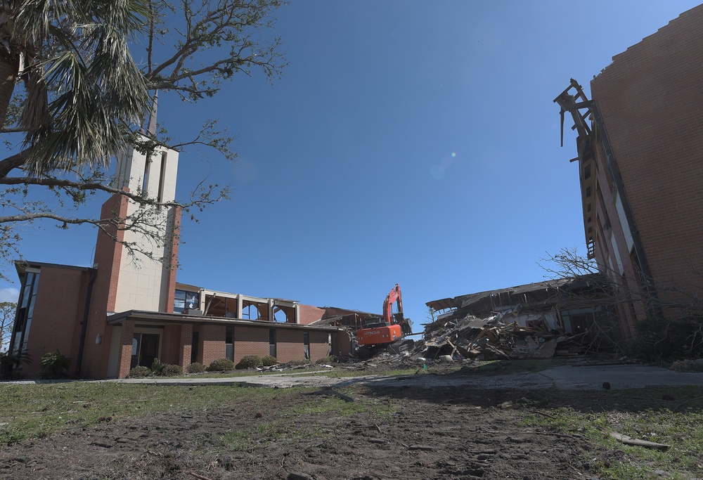 Tyndall chapel demolition after sustained hurricane damage