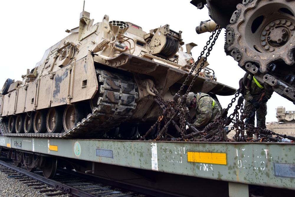 2nd Armored Brigade Combat Team, 1st Infantry Division working at the railhead.
