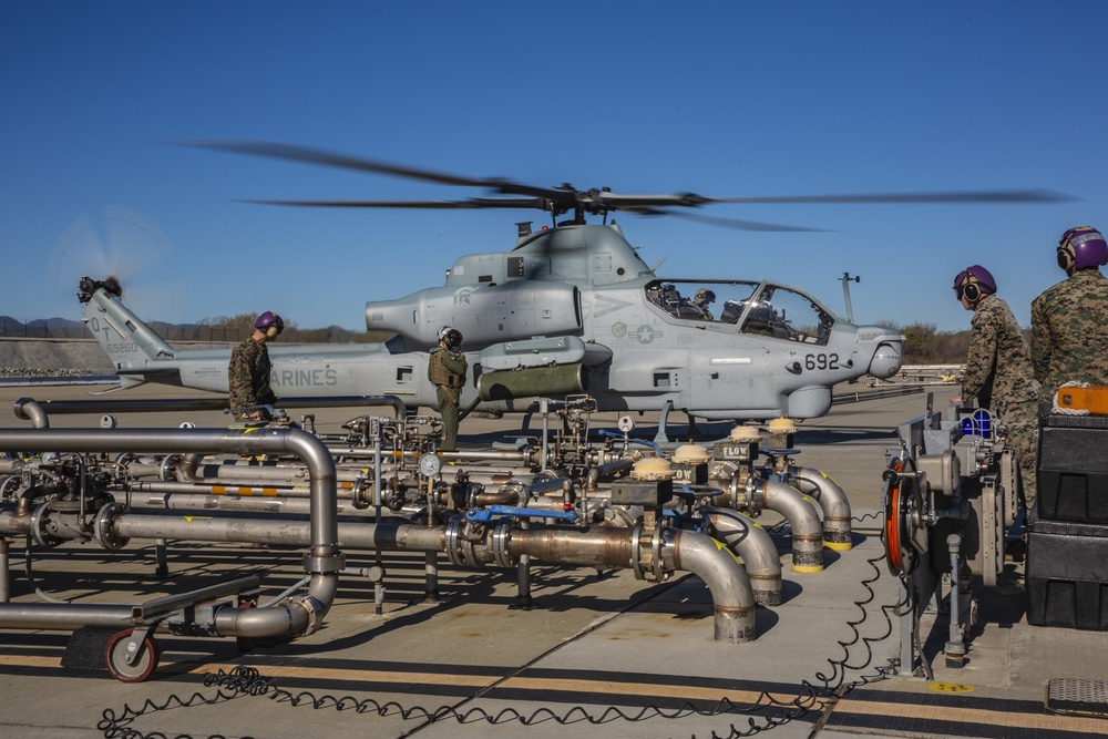 Pit crew. Bulk fuel specialists conduct refueling operations on MCAS Camp Pendleton.