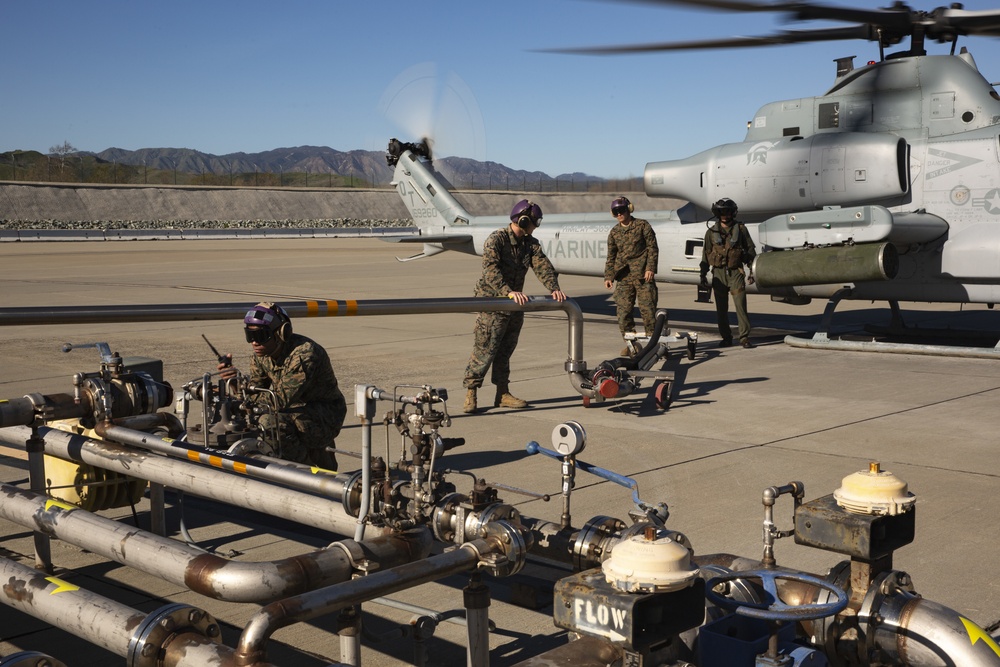 Pit crew. Bulk fuel specialists conduct refueling operations on MCAS Camp Pendleton.